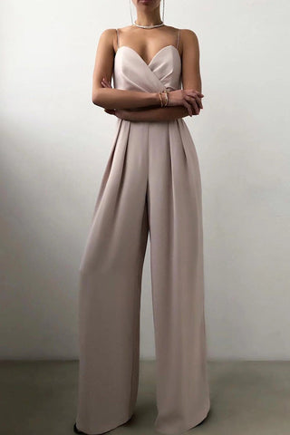 Voletter Chic Sexy Solid Sling Sleeveless Slim Jumpsuit