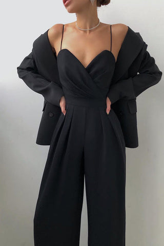 Voletter Chic Sexy Solid Sling Sleeveless Slim Jumpsuit