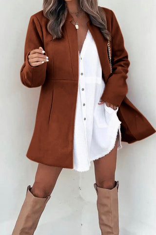 Voletter Fashion Chic Long Sleeve Pockets Slim Coat