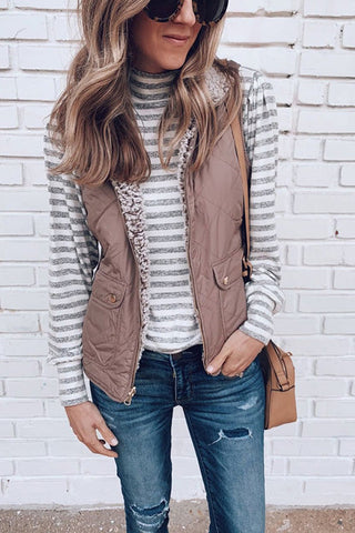 Voletter Fashion Casual Sleeveless Pockets Zipper Vest coat