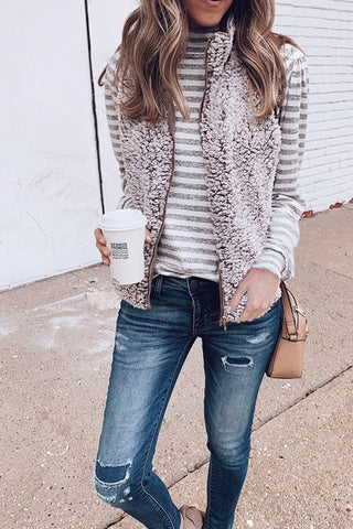 Voletter Fashion Casual Sleeveless Pockets Zipper Vest coat