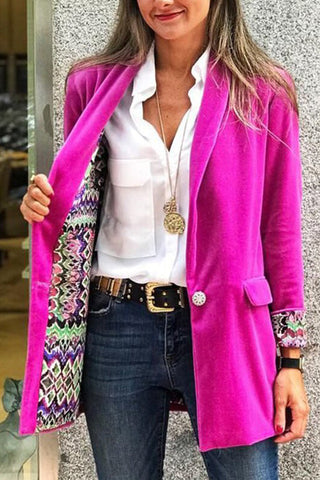 Voletter Fashion Casual Reversible Printed Lapel Long Sleeve Suit Coat