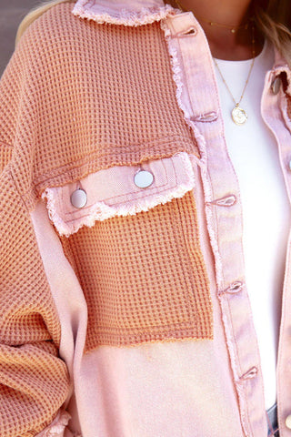 Voletter Fashion Chic Color Block Lapel Long Sleeve Buttons Jacket