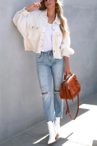 Voletter Fashion Chic Color Block Lapel Long Sleeve Buttons Jacket