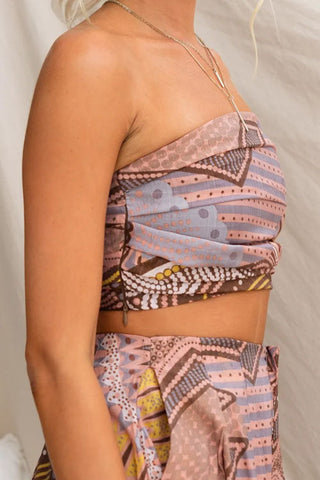 Voletter  Strapless Holiday Printed Top