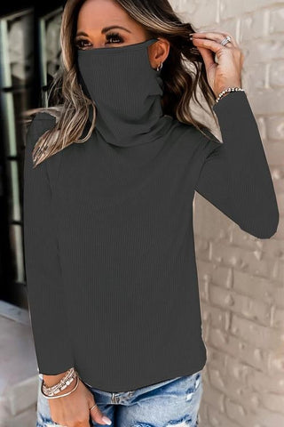 Voletter Convenient Mask High Collar Blouse Top