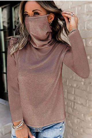 Voletter Convenient Mask High Collar Blouse Top