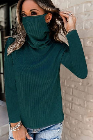 Voletter Convenient Mask High Collar Blouse Top