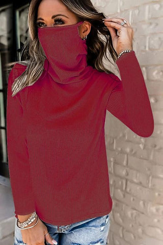 Voletter Convenient Mask High Collar Blouse Top
