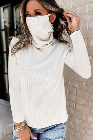 Voletter Convenient Mask High Collar Blouse Top