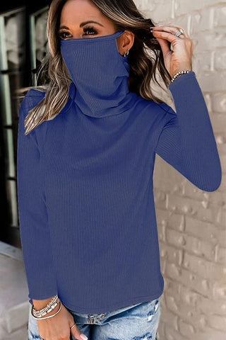 Voletter Convenient Mask High Collar Blouse Top