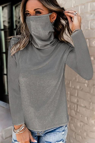 Voletter Convenient Mask High Collar Blouse Top