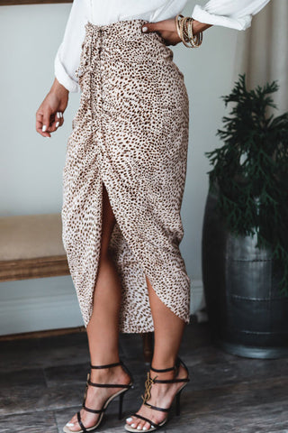 Voletter Irregular Leopard Split Skirt