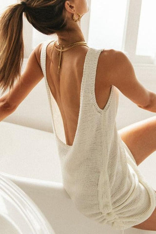Voletter Drawstring Open Back Casual Dress