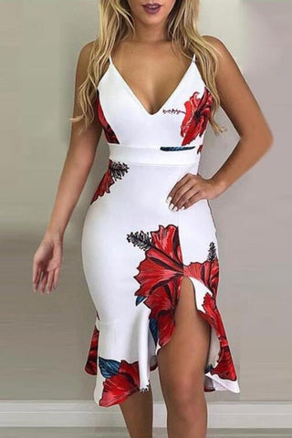 Voletter Safflower Printed Ruffle Wrap Dress