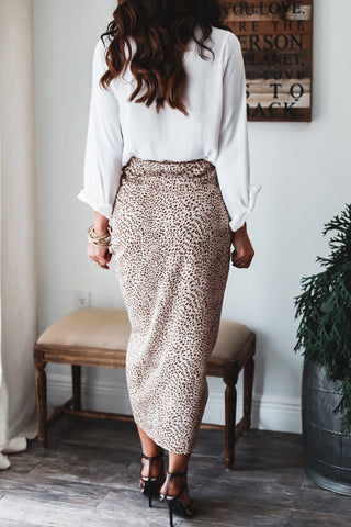 Voletter Irregular Leopard Split Skirt