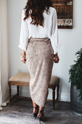 Voletter Irregular Leopard Split Skirt