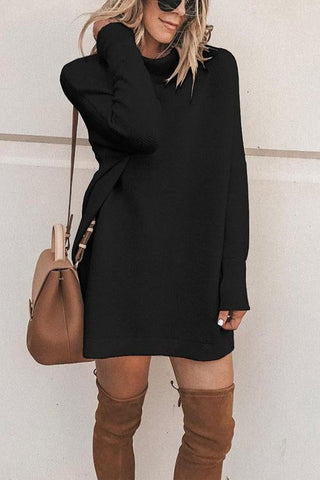 Voletter Solid Color Sweater Dress Mini Dresses