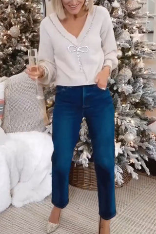 Voletter Stylish Bow Sweater Top