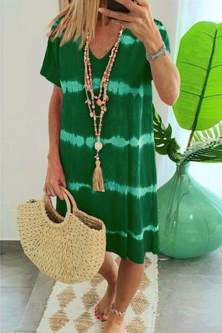 Voletter Tie Dye Casual Loose Midi Dress