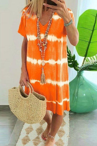 Voletter Tie Dye Casual Loose Midi Dress