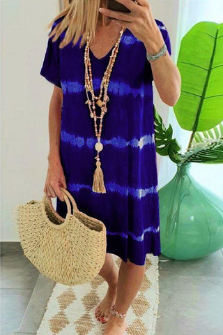 Voletter Tie Dye Casual Loose Midi Dress