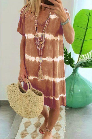 Voletter Tie Dye Casual Loose Midi Dress