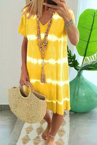 Voletter Tie Dye Casual Loose Midi Dress